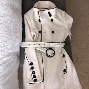 Cream Blanc Noir dress coat. Lined with satin